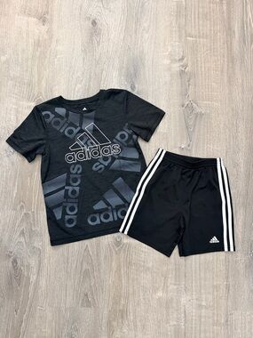 adidas Black Tee & Black Shorts Set for Kids